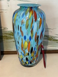 FR/ Gorgeous 13.5'h Vintage Maestri Vetrai Venetian Art Glass Vase Blown Glass Italy - Blue W Many Colors