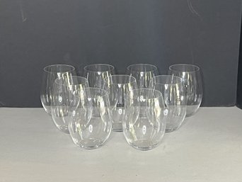 G/ 9 Riedel Taller Stemless Crystal Wine Glasses