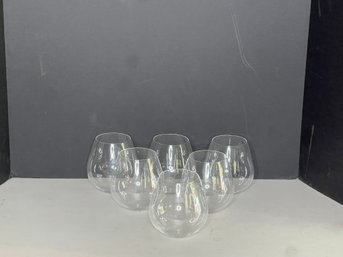 G/ 6 Riedel Wide Stemless Crystal Red Wine Glasses