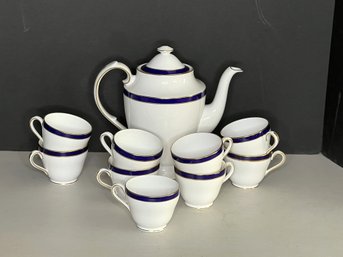 G/ 10pcs - Elegant Spode 'Consul Cobalt' Teapot And Cups