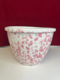 E/ Bennington Potters VT - Large Pink Speckled Design Pottery Bowl