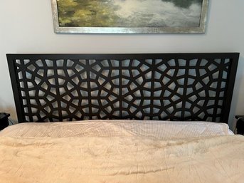 MB/ West Elm 'Morocco' Chocolate Brown Lattice Style King Size Wood Headboard 78'w X 2'd X 52'h