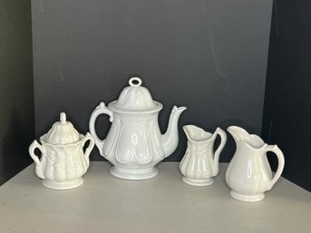 G/ 4pcs - Mixed White Ironstone Tea Pieces: Pankhurst, Red-Cliff, Crownford