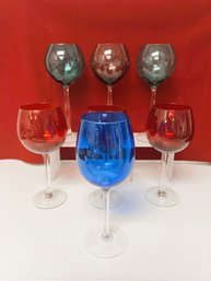 E/ 7pcs - Colorful Wine Glass/Goblet Lot