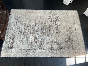 E/ Muted Grey Brown & Cream Streaked Design 63' X 92' Area Rug By Anastasia Made In Egypt