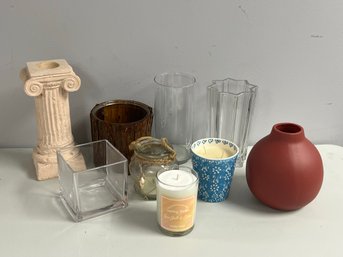 9 Pc Assorted Vase & Candle Bundle
