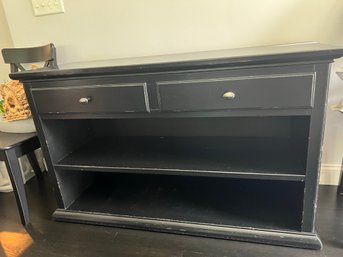 DR/ Pottery Barn 'Nantucket' Black Distressed 2 Drawer 2 Shelf Console Accent Credenza Type Table Cabinet