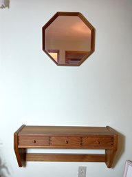 2BR/ 2pcs - Gorgeous MCM Teak/Walnut Mirror And Floating Shelf With 3 Drawers