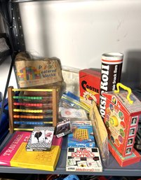 B/ 8pcs - Vintage Kid Games & Toys: Cootie, Playskool Blocks, Fisher Price, Tootsie Roll Bank Etc