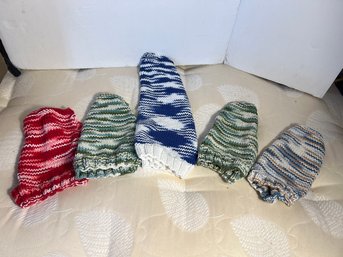 2B/ Bag Of 5 Hand Knit Pet Dog Jackets - W Neck Loop That Goes Over Pet's Head And Open Under Body