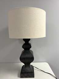 Contemporary Shaped Brown Table Lamp W Neutral Barrell Shade