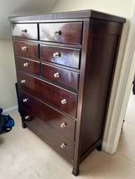 MB/ 6 Drawer Tall Chest Bureau Dresser By Nautica Home, Deep Brown, Textured Top Accent