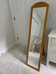 2BR/ Wood Frame Full Length Mirror W Easel Type Stand, Shaped Top, By Umbra