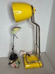 2BB/ 2pcs - Bright Yellow Desk Lamp And Multicolored Desk Lamp - Both With Adjustable Lights