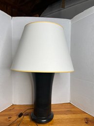 G/ Massive Black Table Lamp, 2 Bulb With Pull Strings, Large White Shade