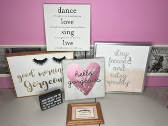 2BB/ 6pcs - Assorted Sized Framed Sayings - Example: 'good Morning Gorgeous' And More