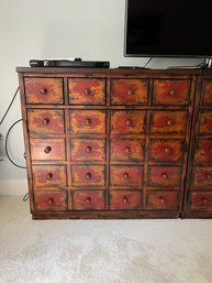 MB/ Left - Pottery Barn Andover Cabinet Storage Console Cabinet, 2 Doors, 3 Interior Shelves, 4 Small Drawers