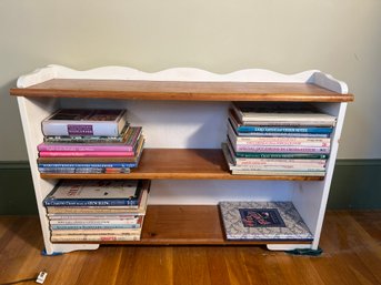 2A/ 3 Shelf Wood Bookcase With Craft Books: Cross Stitch, Needlework Encyclopedia, Stenciling Etc