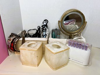 2BB/ 4pcs - Assorted Vanity Lot Including Hairdryers, Curing Iron, Lighted Make-up Mirror, Foot Massager Etc
