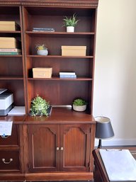 O/ 2 Pcs - Right Side - Beautiful Heckman Furniture Wood Top 3 Shelf Bookcase, Bottom 2 Door Cabinet