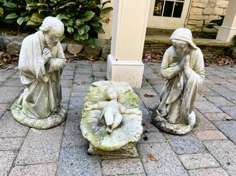 BY/ 3pcs - Stone Nativity Scene - Mary, Joseph And Christ Child