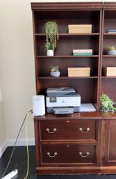 O/ 2 Pcs - Left Side - Beautiful Heckman Furniture Wood Top 3 Shelf Bookcase, Bottom 2 Lateral File Drawers