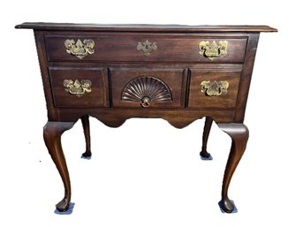 2A/ Lovely Harden Wood Accent Table With 4 Drawers And Queen Anne Legs