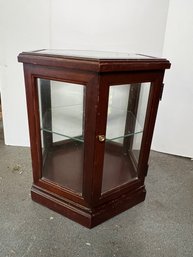 G/ Vintage Wood And Glass Paneled Hexagonal Side Table