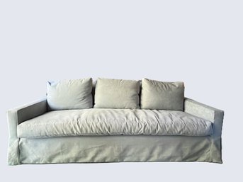 S/ A. Rudin Designer Light Blue Micro Suede Sofa #SF2672