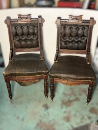 2 Arts And Crafts Mahogany Chairs On Wheels