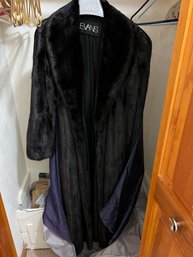 H/ Absolutely Stunning Long Black Ranch Mink Coat By Evans Furriers IL W Appraisal Included