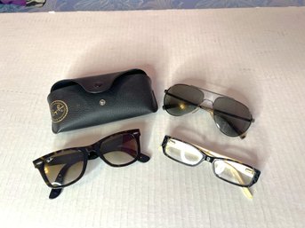 2BB/ 3pcs - Box Of Designer Eyewear: Cheater/readers, Rayban Sunglass In Case, Calvin Klein Sunglass In Case
