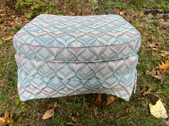 S/ Teal Pink Cream Patterned Hassock Ottoman By Cox Manufacturing Co. Hickory NC