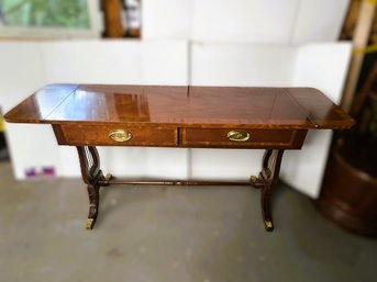 G/ Gorgeous George III Style Cross-banded Drop Leaf Console/Sofa Table