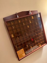 1BR/ Wall Mount Wood & Plastic Display Cabinet & Contents - Can Display Up To 100 Thimbles Or Small Trinkets