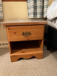 1BR/ Wood Night Stand By Creative Interiors/Thomasville - 1 Drawer, Open Lower Shelf, Protective Plastic Top