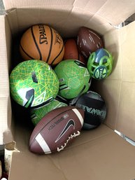 T/ 11 Box Filled With Assorted Balls: Basket Balls, Soccer Balls And Footballs