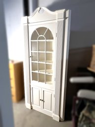 M/ 1 Of 2 Stately Painted White Wood And Glass Corner Hutch Display Cabinet