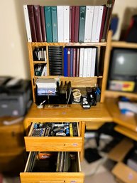 O/ 3shelves, 2drawers - Large Assortment Of Office Supplies: Binders, Paper Stock, Organizer, Accessories Etc