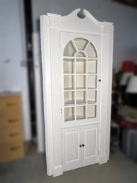 M/ 2 Of 2 Stately Painted White Wood And Glass Corner Hutch Display Cabinet