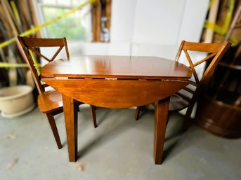 G/ 3pcs - Beautiful Small Drop Leaf Round Wood Table And 2 Wood Chairs - Jofran, Inc Norfolk, MA