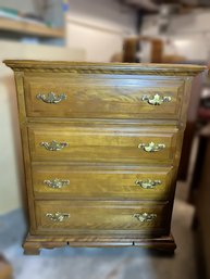 M/ Colonial Style 4 Drawer Chest Dresser - Has Concealed Wheels