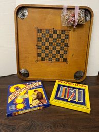 NT/ 3pcs - Vintage Toys: Answer Me, Carrom And Weaving Loom