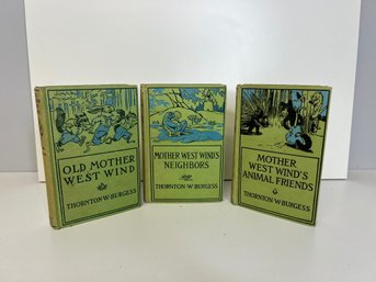 NT/ 3 Antique Mother West Wind's Books By Thornton W Burgess - MA Author  1910 -  1913