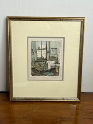 G/ Framed Signed Print 'Country Morning' #144/250 - Wolkowicz 1979 Hand Colored