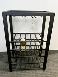 MM/ Black Metal Wine Rack - 5 Shelves Hold Up To 25 Bottles, 4 Slots To Hold Wine Glasses