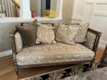 LR/ 1 Of  2: European/empire Style Wood And Brocade Loveseat Lounger Settee