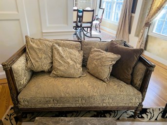 LR/ 2 Of  2: European/Empire Style Wood And Brocade Loveseat Lounger Settee
