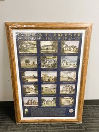 MM/ 28' X 41' Wood Framed Print - Great Irish Wine Families Of France - Depicts 15 Estates & History