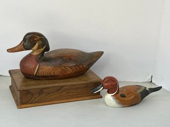 G/ 2pcs - Large Carved Wood Duck Box And Wood Duck